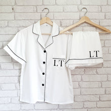Load image into Gallery viewer, Ladies Monogram Satin Pyjamas