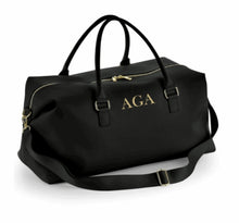 Load image into Gallery viewer, black saffino textured fabric with high shine gold finishings. Personalised with up to 3 gold initials.