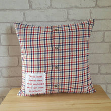 Load image into Gallery viewer, 16" square cushion made from your special keepsake clothing.