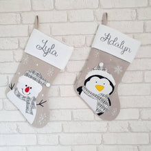 Load image into Gallery viewer, Personalised Christmas Stocking Santa/Reindeer/Snowman/Penguin