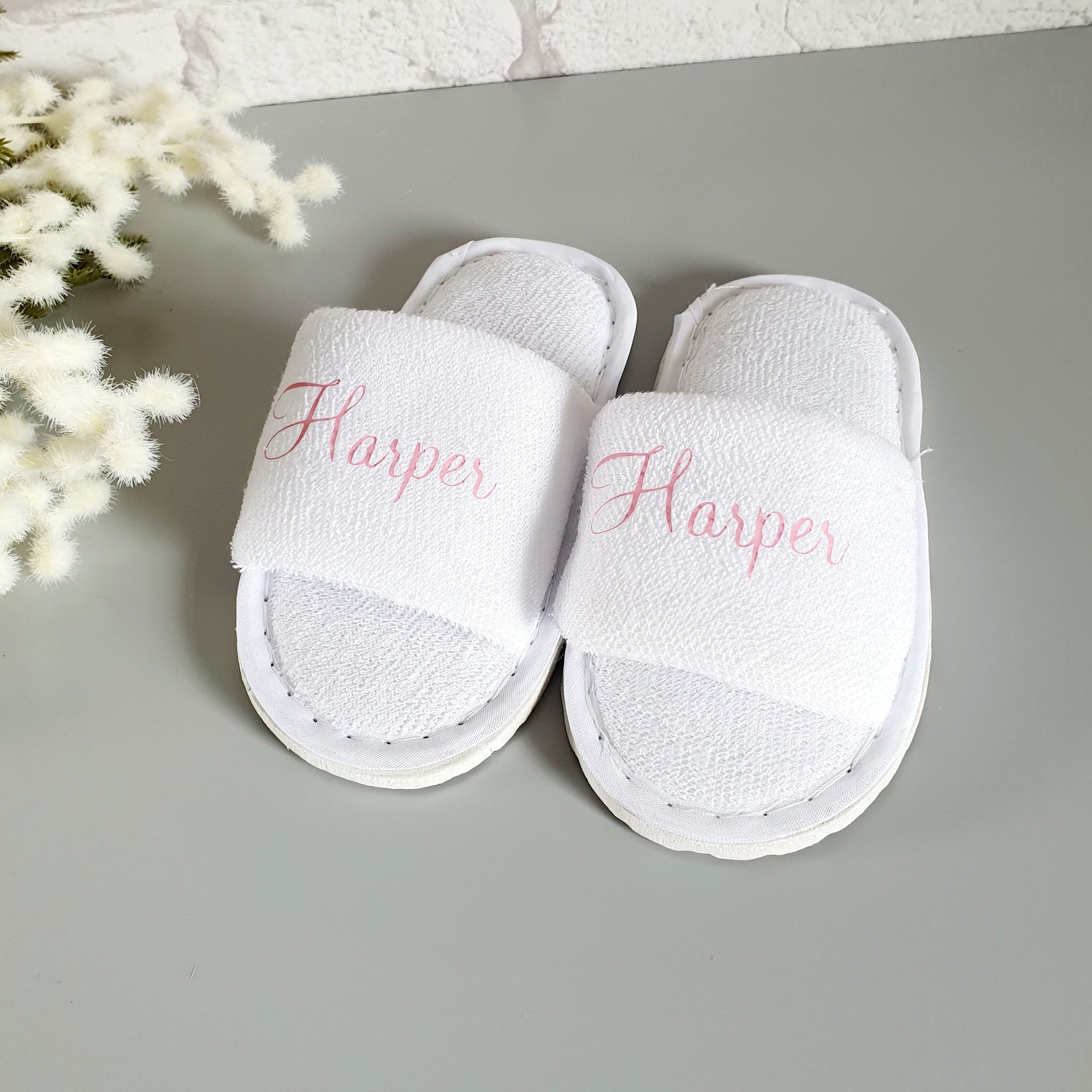 Childrens white cheap spa slippers